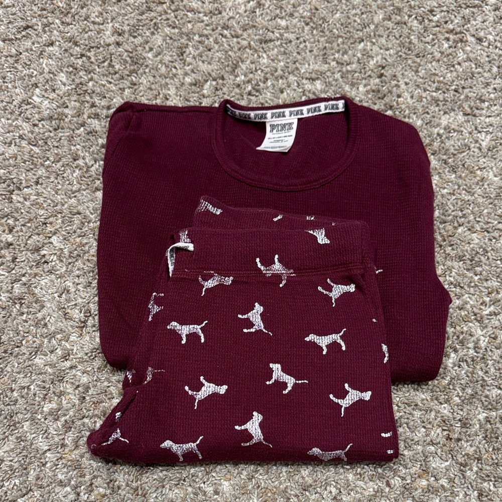 Burgundy Dog PINK Print Pajama Set